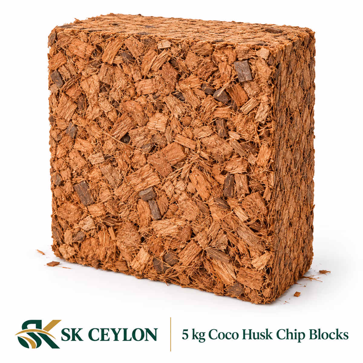 Compressed 5 kg coco husk chip block